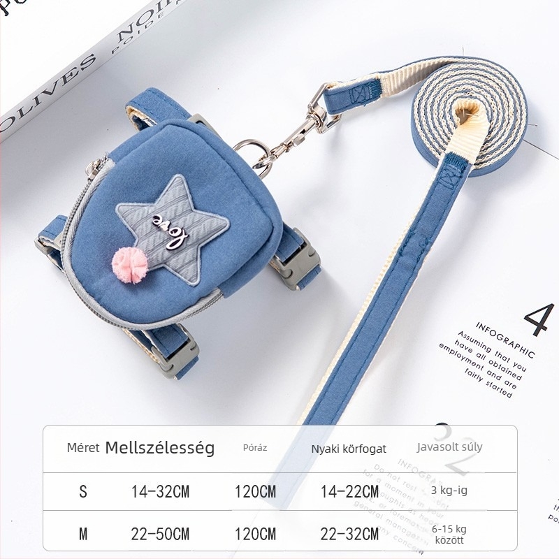 Kutyamellkas-hám hátizsákkal és pórázzal – kistestű kutyáknak; Márka: Dream Wang / Dream Meow; Anyag: Egyéb; Nem nyúlik; Kategória: Kisállat láncok és kötelek