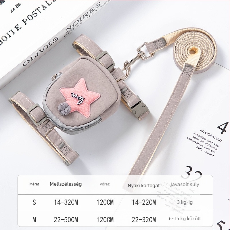 Kutyamellkas-hám hátizsákkal és pórázzal – kistestű kutyáknak; Márka: Dream Wang / Dream Meow; Anyag: Egyéb; Nem nyúlik; Kategória: Kisállat láncok és kötelek