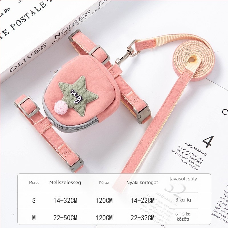 Kutyamellkas-hám hátizsákkal és pórázzal – kistestű kutyáknak; Márka: Dream Wang / Dream Meow; Anyag: Egyéb; Nem nyúlik; Kategória: Kisállat láncok és kötelek
