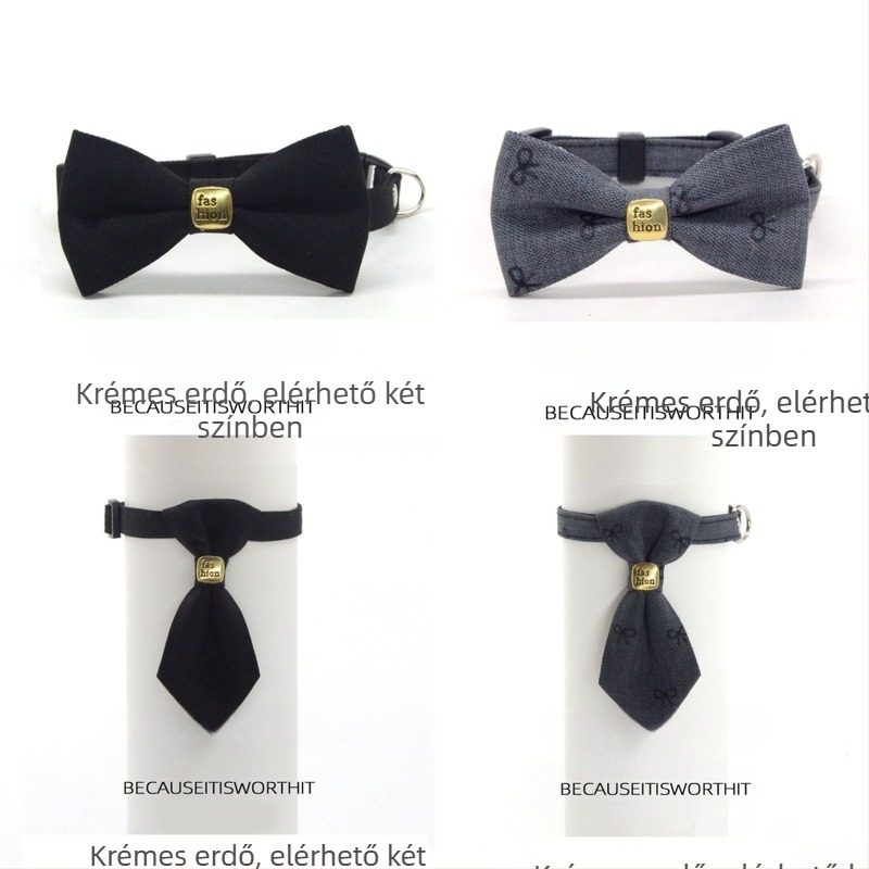 Kutya- és macska nyakörv masnis díszítéssel — Általános használat, Anyag: Egyéb, Nem importált, IP engedély nélküli