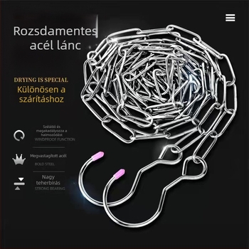 Rozsdamentes acél ruhaszárító, összecsukható, szélálló, balkonos használatra, tárolólánccal