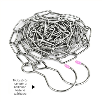 Rozsdamentes acél ruhaszárító, összecsukható, szélálló, balkonos használatra, tárolólánccal