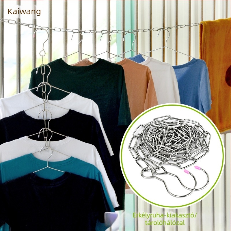 Rozsdamentes acél ruhaszárító, összecsukható, szélálló, balkonos használatra, tárolólánccal