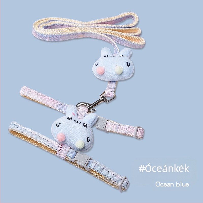 Macska sétáló póráz - nem visszahúzható, állítható mellkasi hám, nylon kötélből készült póráz ötvözet és ABS zárakkal