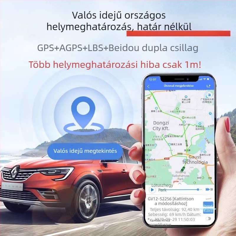 OBD nyomkövető B66 Baidu térképpel, GPS pontosság 5 m, 6 riasztási mód, vízálló, külső táplálás OBD-n keresztül