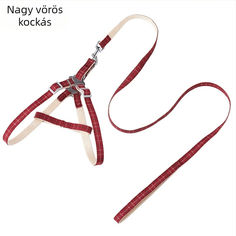 Ta-da Bear Poliészter Kutyalánc Hám Stílusban, Koreai Stílusú Kétszínű Kockás Mintázat, Zhejiang Eredet