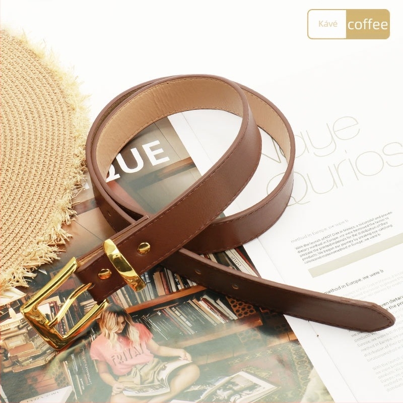 Női öv - műbőr, ötvözetű csattal, 2,8 cm széles, elektroplatinált felület, sokoldalú stílus