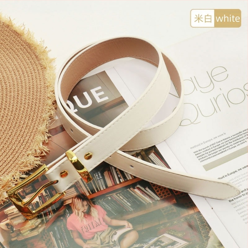 Női öv - műbőr, ötvözetű csattal, 2,8 cm széles, elektroplatinált felület, sokoldalú stílus