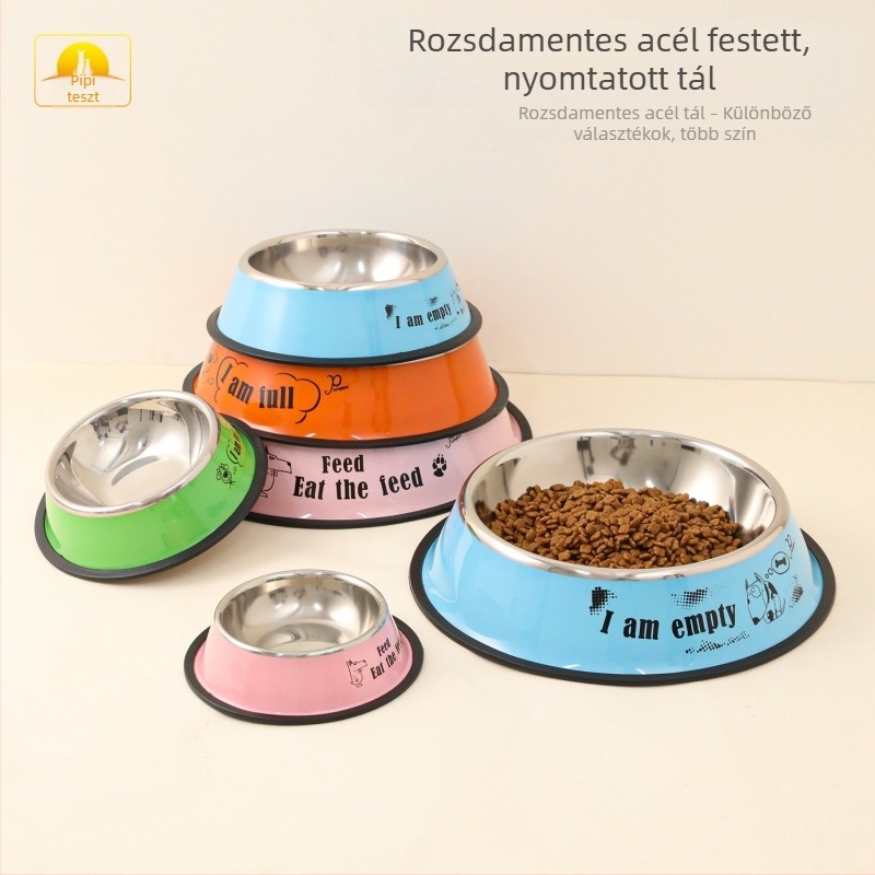 Pipitao kutya tál rozsdamentes acélból, több színű mintával Teddy Golden Retriever számára