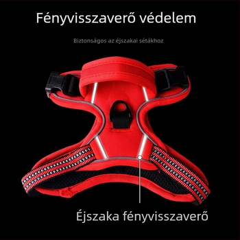 Reflektív mellényes kutyahám, mell- és hátsó pántokkal, sétapórázzal