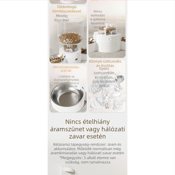 G5J Habas időzített intelligens automata etető, nagy kapacitású macskáknak és kutyáknak