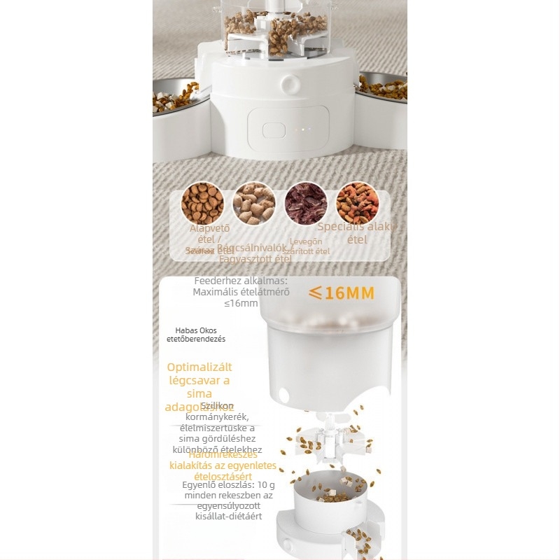 G5J Habas időzített intelligens automata etető, nagy kapacitású macskáknak és kutyáknak