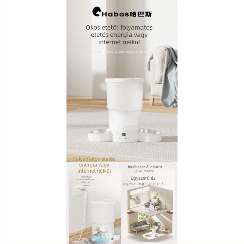 G5J Habas időzített intelligens automata etető, nagy kapacitású macskáknak és kutyáknak