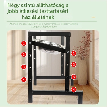 Kényelmes emelt etetőasztal négy szintű dőlésszög szabályozással és rozsdamentes acél dupla tálakkal