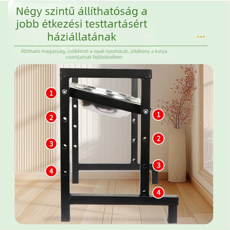 Kényelmes emelt etetőasztal négy szintű dőlésszög szabályozással és rozsdamentes acél dupla tálakkal