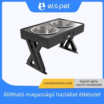 Kutyák etetőállomása rozsdamentes acél tálával és műanyag tartóállvánnyal (Márka: Small One; Csomagolás: 10 db; Licencelt magáncímke: Igen; Kategória: Kisállat felszerelések)