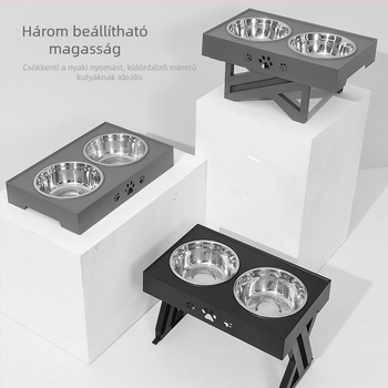 Kutyák etetőállomása rozsdamentes acél tálával és műanyag tartóállvánnyal (Márka: Small One; Csomagolás: 10 db; Licencelt magáncímke: Igen; Kategória: Kisállat felszerelések)