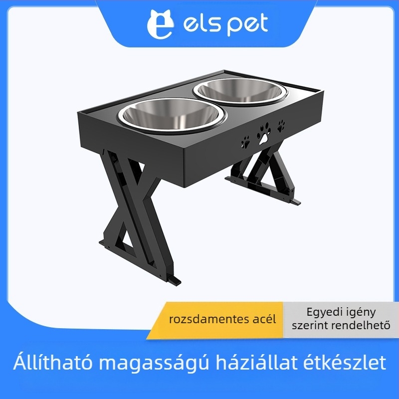 Kutyák etetőállomása rozsdamentes acél tálával és műanyag tartóállvánnyal (Márka: Small One; Csomagolás: 10 db; Licencelt magáncímke: Igen; Kategória: Kisállat felszerelések)