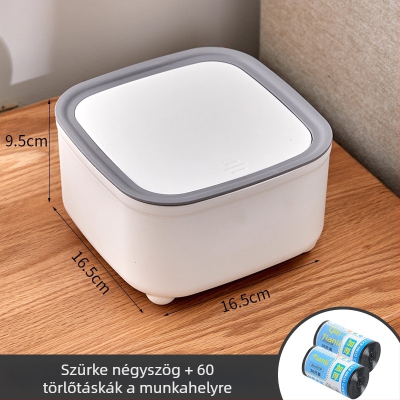 Asztali szemetes – nyomásos fedél, PP anyag, 0,2 kg, Zhejiang eredetű, otthoni használatra