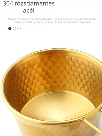 Hammered snow bowl rozsdamentes acélból, piknikhez, hordozható fogantyúval, Moxa Chef márka, 2 személyes