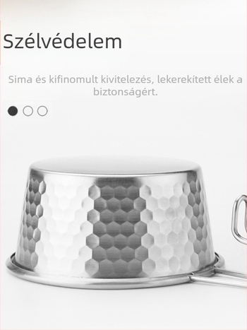 Hammered snow bowl rozsdamentes acélból, piknikhez, hordozható fogantyúval, Moxa Chef márka, 2 személyes