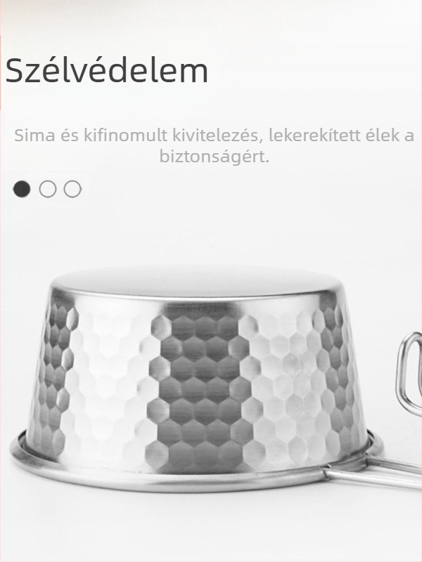 Hammered snow bowl rozsdamentes acélból, piknikhez, hordozható fogantyúval, Moxa Chef márka, 2 személyes