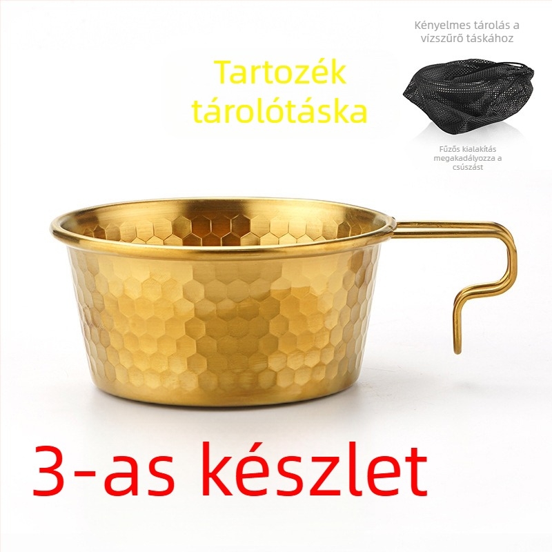 Hammered snow bowl rozsdamentes acélból, piknikhez, hordozható fogantyúval, Moxa Chef márka, 2 személyes