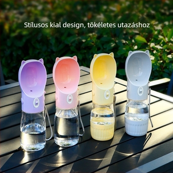 Kutyasétára szánt ivóedény — integrált hordozható keresztpántos kivitel, ABS+PC, egy egység