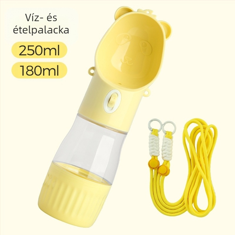 Kutyasétára szánt ivóedény — integrált hordozható keresztpántos kivitel, ABS+PC, egy egység