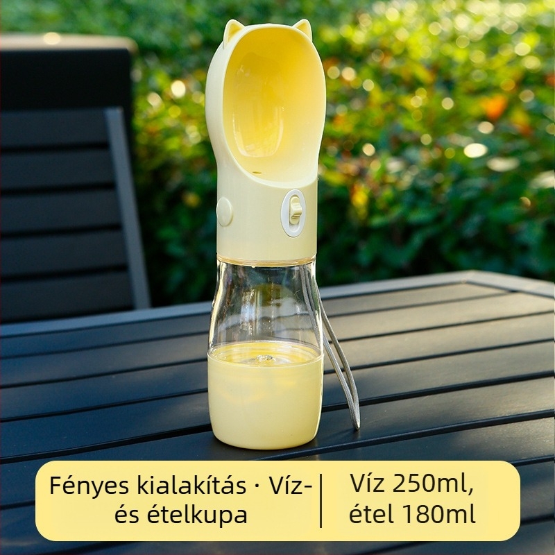 Kutyasétára szánt ivóedény — integrált hordozható keresztpántos kivitel, ABS+PC, egy egység