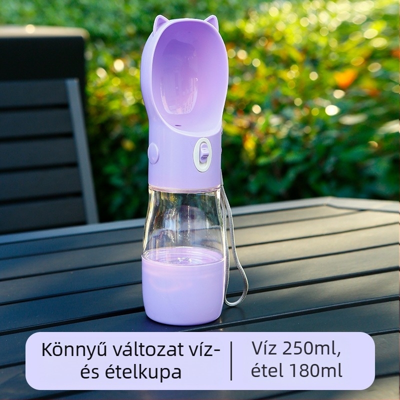 Kutyasétára szánt ivóedény — integrált hordozható keresztpántos kivitel, ABS+PC, egy egység
