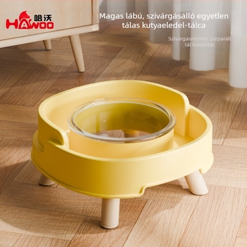 Szétválasztható etető tál kutyáknak és macskáknak, szivárgásmentes — Egylábas dizájn, Anyag: PP+üveg, Hawoo Howo