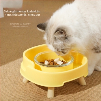 Szétválasztható etető tál kutyáknak és macskáknak, szivárgásmentes — Egylábas dizájn, Anyag: PP+üveg, Hawoo Howo