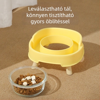 Szétválasztható etető tál kutyáknak és macskáknak, szivárgásmentes — Egylábas dizájn, Anyag: PP+üveg, Hawoo Howo