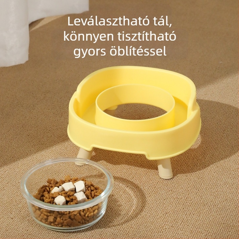 Szétválasztható etető tál kutyáknak és macskáknak, szivárgásmentes — Egylábas dizájn, Anyag: PP+üveg, Hawoo Howo