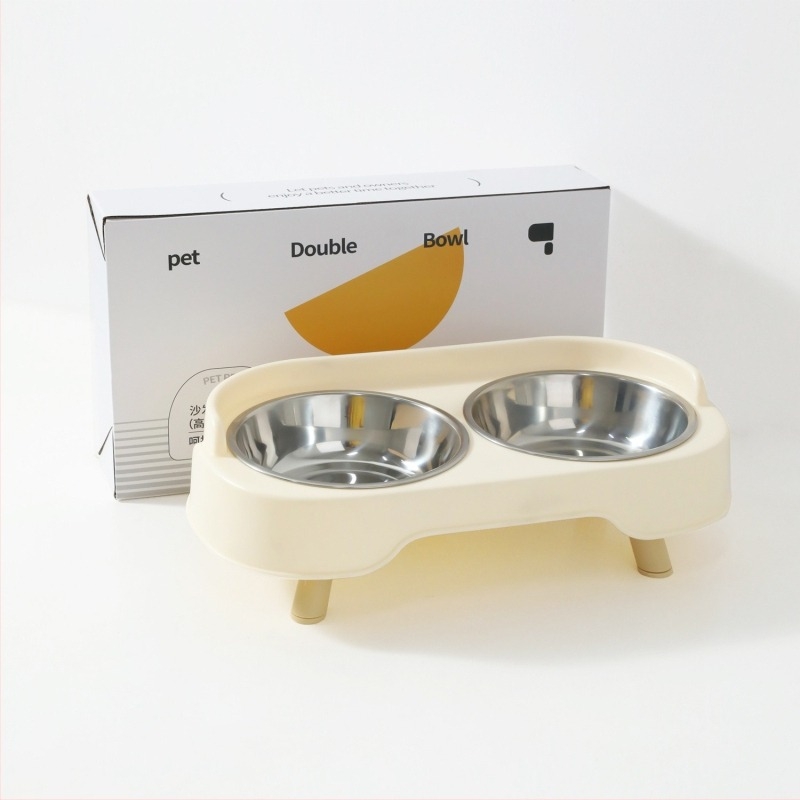 Szétválasztható etető tál kutyáknak és macskáknak, szivárgásmentes — Egylábas dizájn, Anyag: PP+üveg, Hawoo Howo