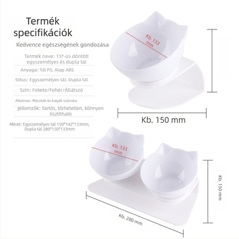 Automata etető- és itató tál macskáknak és kutyáknak ferde kialakítással, egy- vagy kéttálas