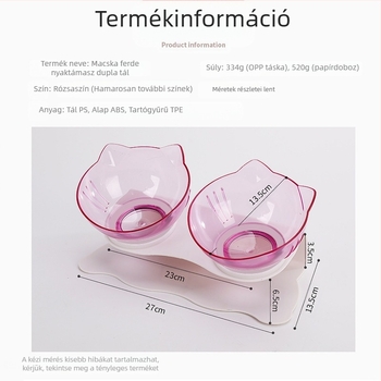 Automata etető- és itató tál macskáknak és kutyáknak ferde kialakítással, egy- vagy kéttálas
