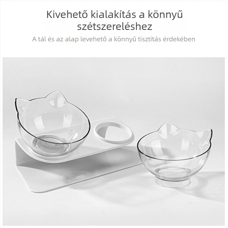 Automata etető- és itató tál macskáknak és kutyáknak ferde kialakítással, egy- vagy kéttálas