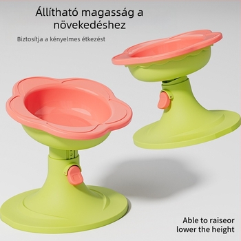Kerámia macska tál, állítható magasságú tartóval, felborulás elleni kialakítással és széles nyílással a könnyű töltéshez