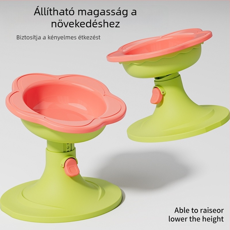 Kerámia macska tál, állítható magasságú tartóval, felborulás elleni kialakítással és széles nyílással a könnyű töltéshez