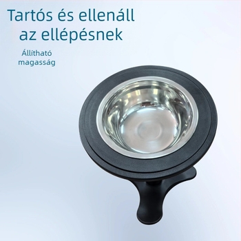 Kutyák és macskák lassú etetésű tálkészlet — dőlés elleni védelem, tartalmaz tál tartót, rozsdamentes acél tálakat és lassú etető tányérokat, háromszög alakú állvány