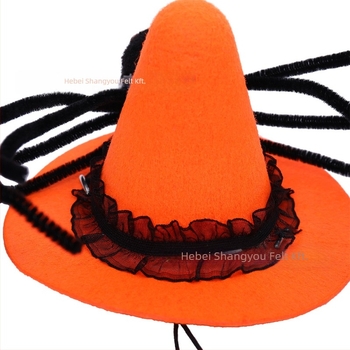 Halloween kutyasapka pók mintával – filc, lézeres szövés, rajzfilms stílus (Minta: Pók; Anyag: Filc; Szövési mód: Lézer; Stílus: Rajzfilm; Ünnep: Halloween)