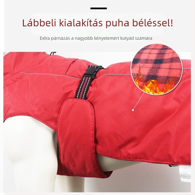 Asmpet pamut kutya kabát beépített hámrendszerrel — háziállat ruházat, téli meleg