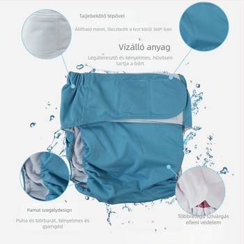 Felnőtt Velcroos textilpelenka, vízálló, poliészter rostból, B osztály, 40–90 kg, 100 db