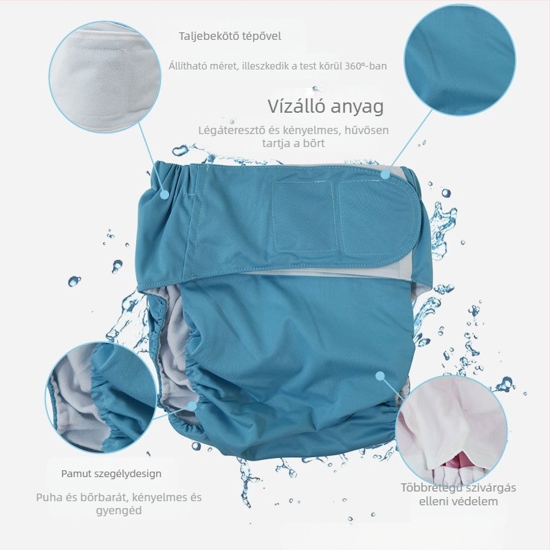 Felnőtt Velcroos textilpelenka, vízálló, poliészter rostból, B osztály, 40–90 kg, 100 db