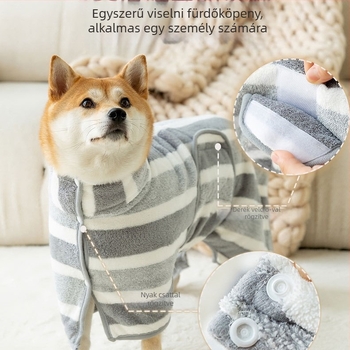 Kutyafürdető köntös teljes fedődéssel – nedvszívó, gyorsan száradó Coral Fleece anyagból, 150D szál, sík szövés, testreszabás elérhető