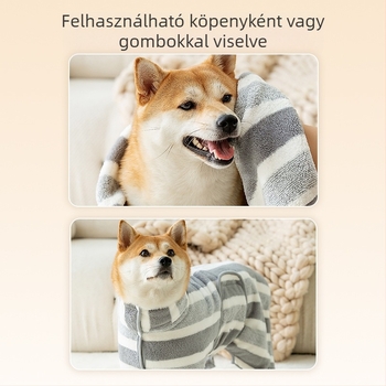 Kutyafürdető köntös teljes fedődéssel – nedvszívó, gyorsan száradó Coral Fleece anyagból, 150D szál, sík szövés, testreszabás elérhető