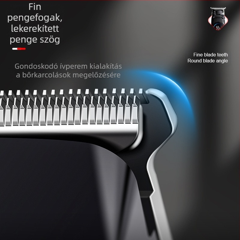 Hajvágó, újratölthető, kefemotorral, rozsdamentes acél pengékkel, beépített 1200-2000 mAh-s akkumulátor, üzemidő 1-3 óra
