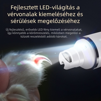 LED világítású elektromos körömdaráló háziállatok számára – nagy teljesítményű, kutyáknak és macskáknak